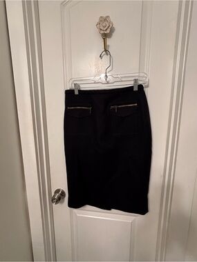 Classic Navy Pencil Skirt with Zip Pocket Detail